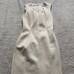 Calvin Klein Women Size 4 Beige Sleeveless 1/2 Zip Lined Sheath Dress (C24)
